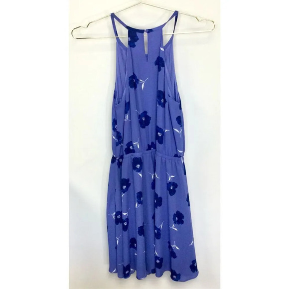 Banana Republic Womens Small Halter Style Dress Blue Floral Elastic Waist Flowy - Picture 2 of 9